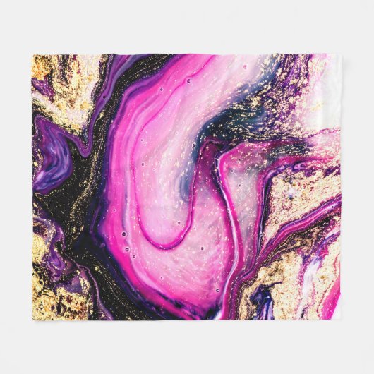 Couverture Polaire Marbre pourpre avec parties scintillant or (Devant (Horizontal))