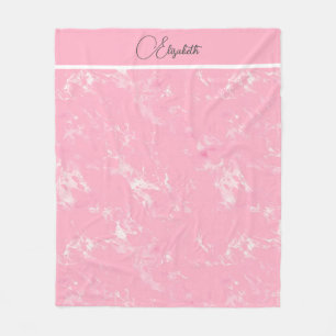 Couverture Polaire Marbre Rose Blanc Gris Écriture Monogrammé Tendanc