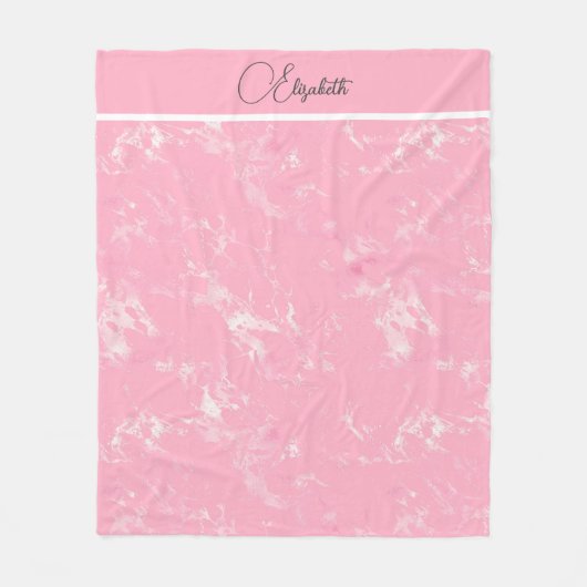 Couverture Polaire Marbre Rose Blanc Gris Écriture Monogrammé Tendanc (Devant)