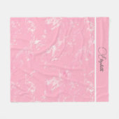Couverture Polaire Marbre Rose Blanc Gris Écriture Monogrammé Tendanc (Devant (Horizontal))
