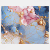 Couverture Polaire Marbre Rose et Saphir avec Perles Dorées (Devant (Horizontal))
