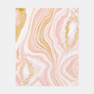 Couverture Polaire Marbre rose et texture or
