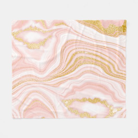 Couverture Polaire Marbre rose et texture or (Devant (Horizontal))