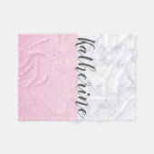 Couverture Polaire Marbre rose girly élégant de blanc de parties (Devant (Horizontal))