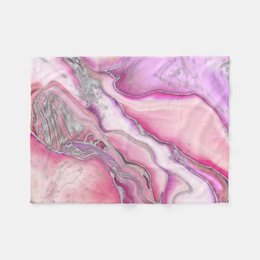 Couverture Polaire Marbre Rose liquide argenté (Devant (Horizontal))