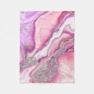 Couverture Polaire Marbre Rose liquide argenté