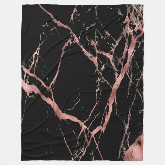 Couverture Polaire Marbre rose noir tendance de luxe (Devant)
