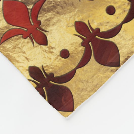 Couverture Polaire Marbre rouge et or Fleur de lis (Coin)