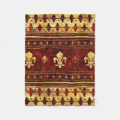 Couverture Polaire Marbre rouge et or Fleur de lis (Devant)