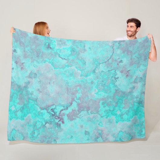 Couverture Polaire Marbre turquoise Abstrait (En situation)