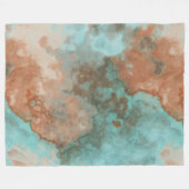 Couverture Polaire Marbre turquoise et rouille Abstrait (Devant (Horizontal))