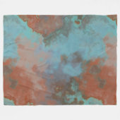 Couverture Polaire Marbre turquoise et rouille Abstrait (Devant (Horizontal))
