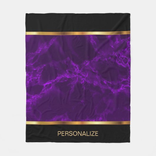 Couverture Polaire Marbre violet profond et or (Devant)