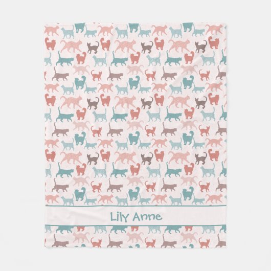 Couverture Polaire Marcher des chats avec un nom (Devant)