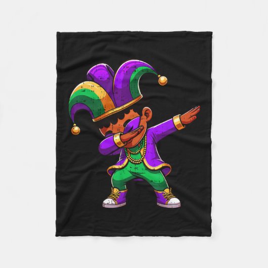 Couverture Polaire Mardi Gras Black Boys Dabbing Funny Outfit Jester (Devant)