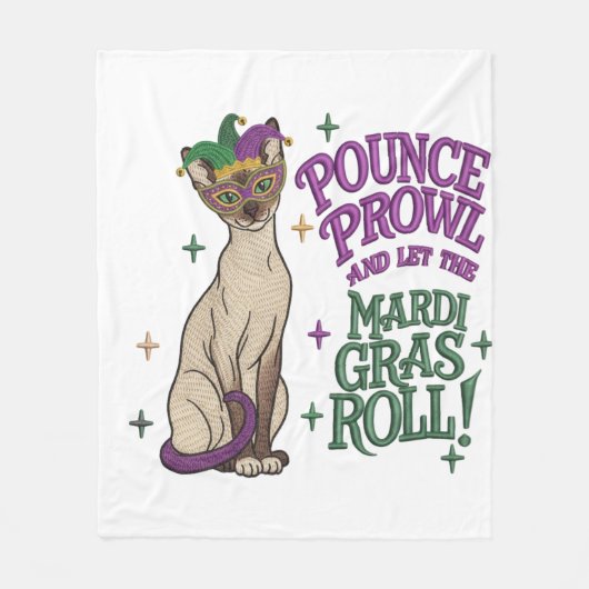 Couverture Polaire Mardi Gras Cat Pounce Proud Mask Art (Devant)