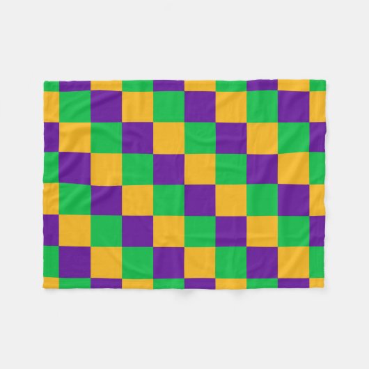 Couverture Polaire Mardi Gras Checker Blanche (Devant (Horizontal))