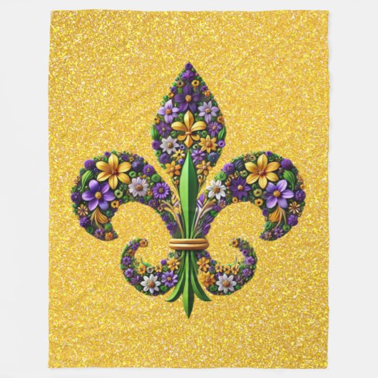 Couverture Polaire Mardi Gras floral fleur de lis (Devant)