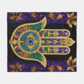 Couverture Polaire Mardi Gras Gold violet vert Hamsas Art (Devant (Horizontal))