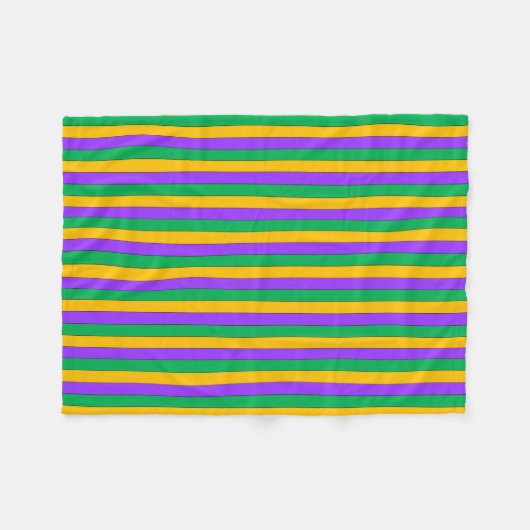 Couverture Polaire Mardi Gras Gras Stripes Motif jaune violet vert (Devant (Horizontal))