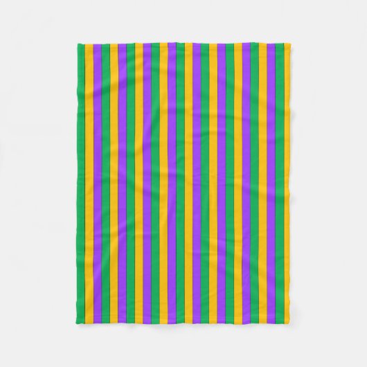 Couverture Polaire Mardi Gras Gras Stripes Motif jaune violet vert (Devant)