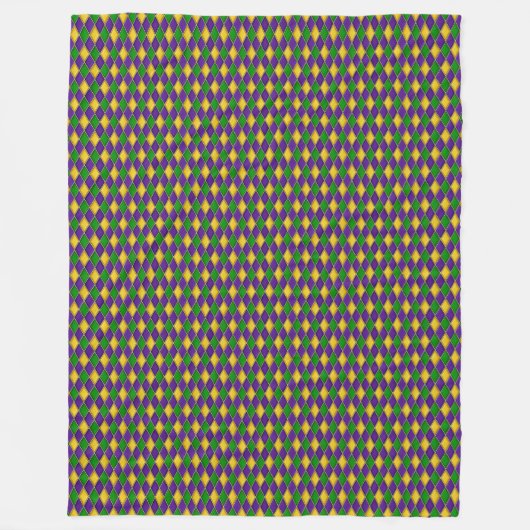 Couverture Polaire Mardi Gras Harlequin Motif Diamant (Devant)