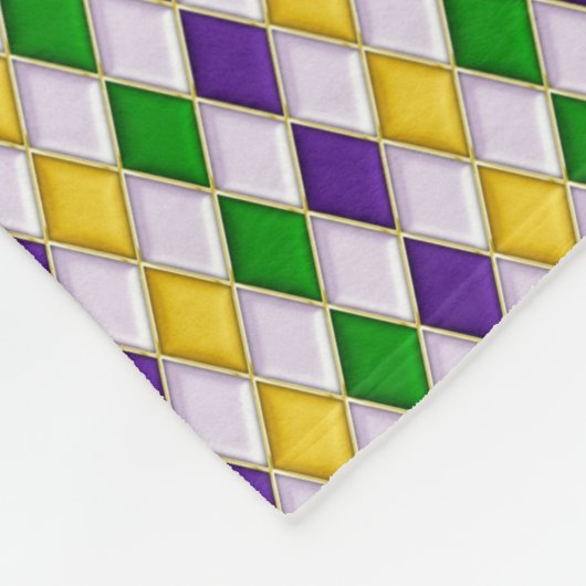 Couverture Polaire Mardi Gras Harlequin Motif diamant 2 (Coin)