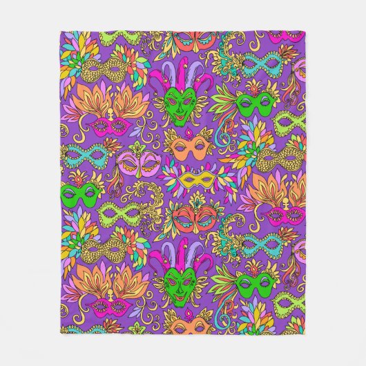 Couverture Polaire Mardi Gras Masquerade Masques Masques Vert violet  (Devant)