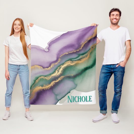 Couverture Polaire Mardi Gras New Orleans Alcohol Ink (En situation)