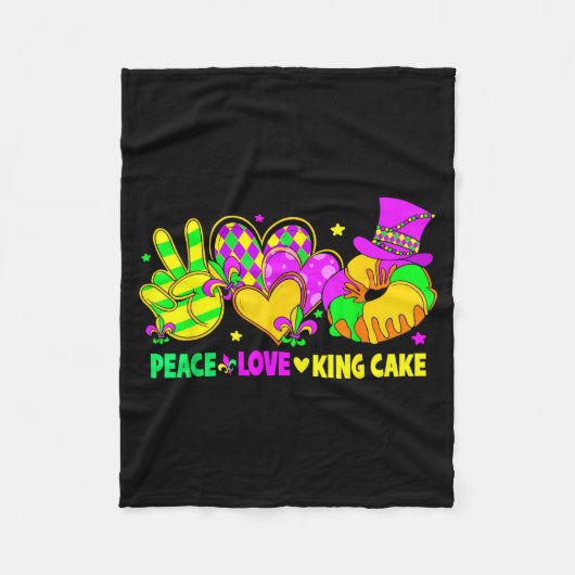 Couverture Polaire Mardi Gras Peace Love King Cake Funny Party Carniv (Devant)