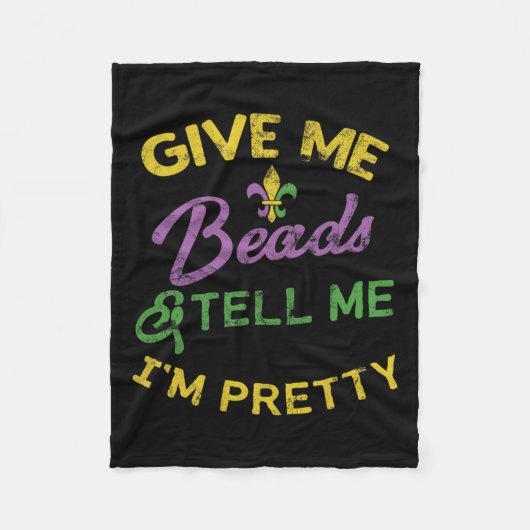 Couverture Polaire Mardi Gras Perles Drôle Unique New Orleans Cadeau (Devant)