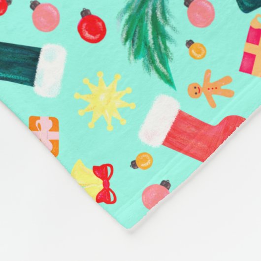 Couverture Polaire Mare Vert Noël Motif coloré (Coin)