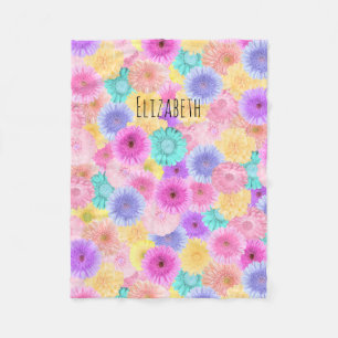 Couverture Polaire Marguerite en pastel de Gerbera avec son nom