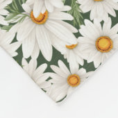 Couverture Polaire Marguerites blanches avec Feuilles verts (Coin)