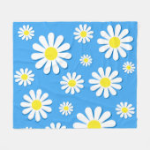 Couverture Polaire Marguerites blanches sur fond bleu (Devant (Horizontal))
