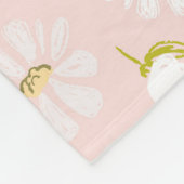 Couverture Polaire Marguerites Blanches Sur Rose Doux (Coin)