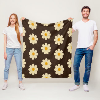 Couverture Polaire Marguerites crème et jaune
