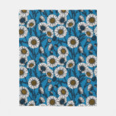 Couverture Polaire Marguerites sur fond bleu (Devant)