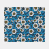 Couverture Polaire Marguerites sur fond bleu (Devant (Horizontal))