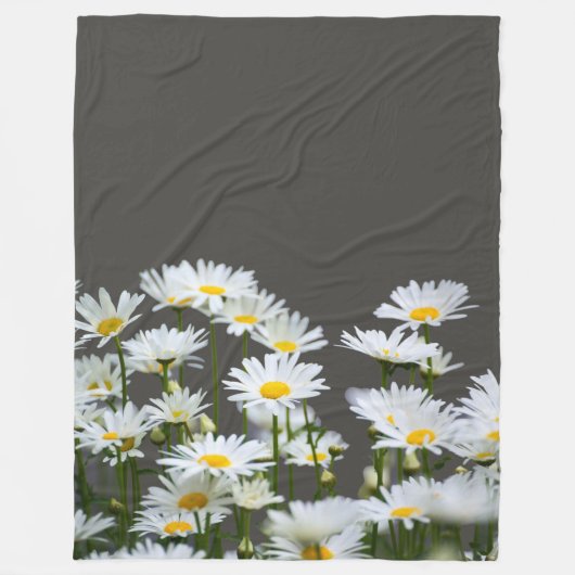 Couverture Polaire Marguerites sur Gris (Devant)