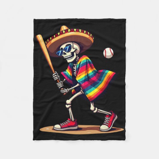 Couverture Polaire Mariachi Skeleton Baseball Cinco De Mayo Mexicain (Devant)