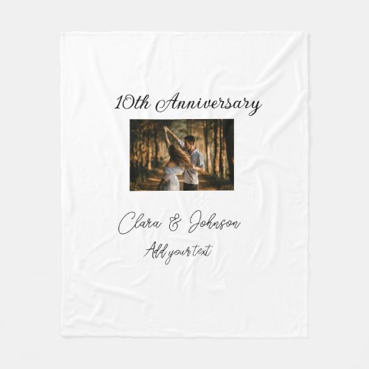 Couverture Polaire Mariage Anniversaire ajouter nom année image texte (Devant)