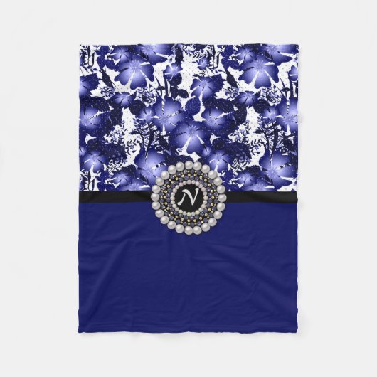 Couverture Polaire Mariage Anniversaire gris ruban satin perles flora (Devant)