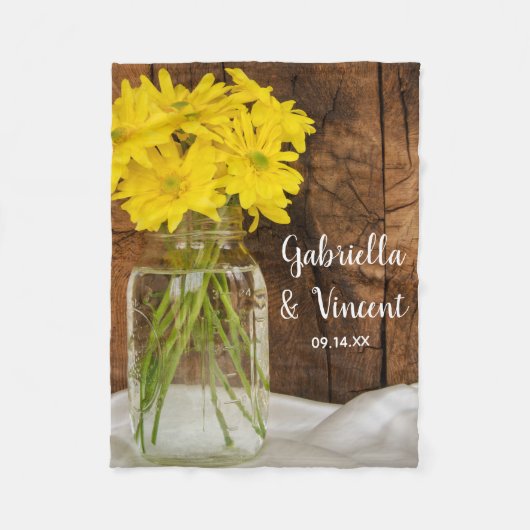 Couverture Polaire Mariage campagnard Mason Jar et Jaune Daisies (Devant)