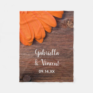 Couverture Polaire Mariage campagnard rustique Orange Daisy