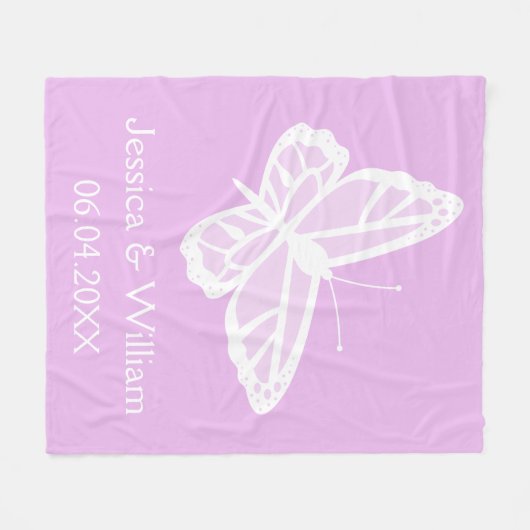 Couverture Polaire Mariage De Papillons Lilac Et Blanc (Devant (Horizontal))