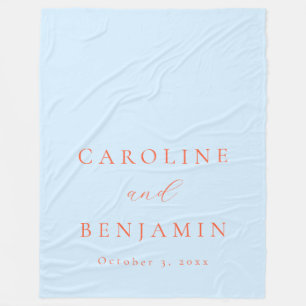 Couverture Polaire Mariage Élégant Minimaliste Calligraphie Bleue Ora