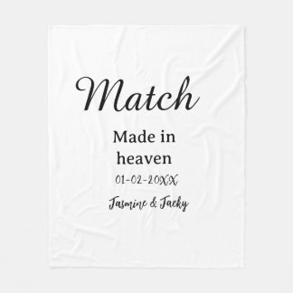 Couverture Polaire Mariage fait au ciel nom date simple calligraphie