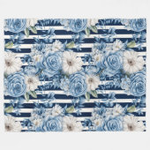 Couverture Polaire Mariage Fleuris en Bleu Marine (Devant (Horizontal))