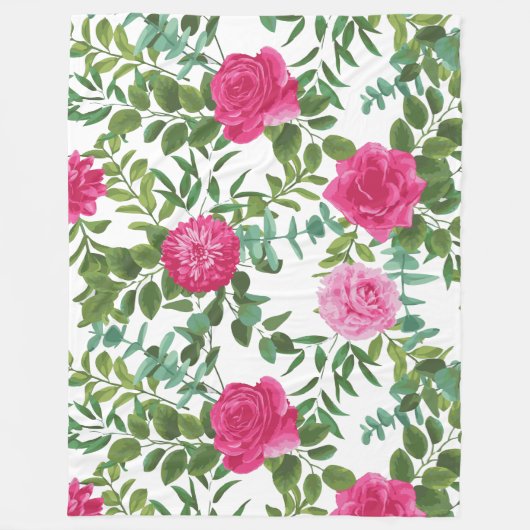 Couverture Polaire Mariage floral rose vif (Devant)